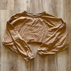 Tan Cropped Long Sleeve Top